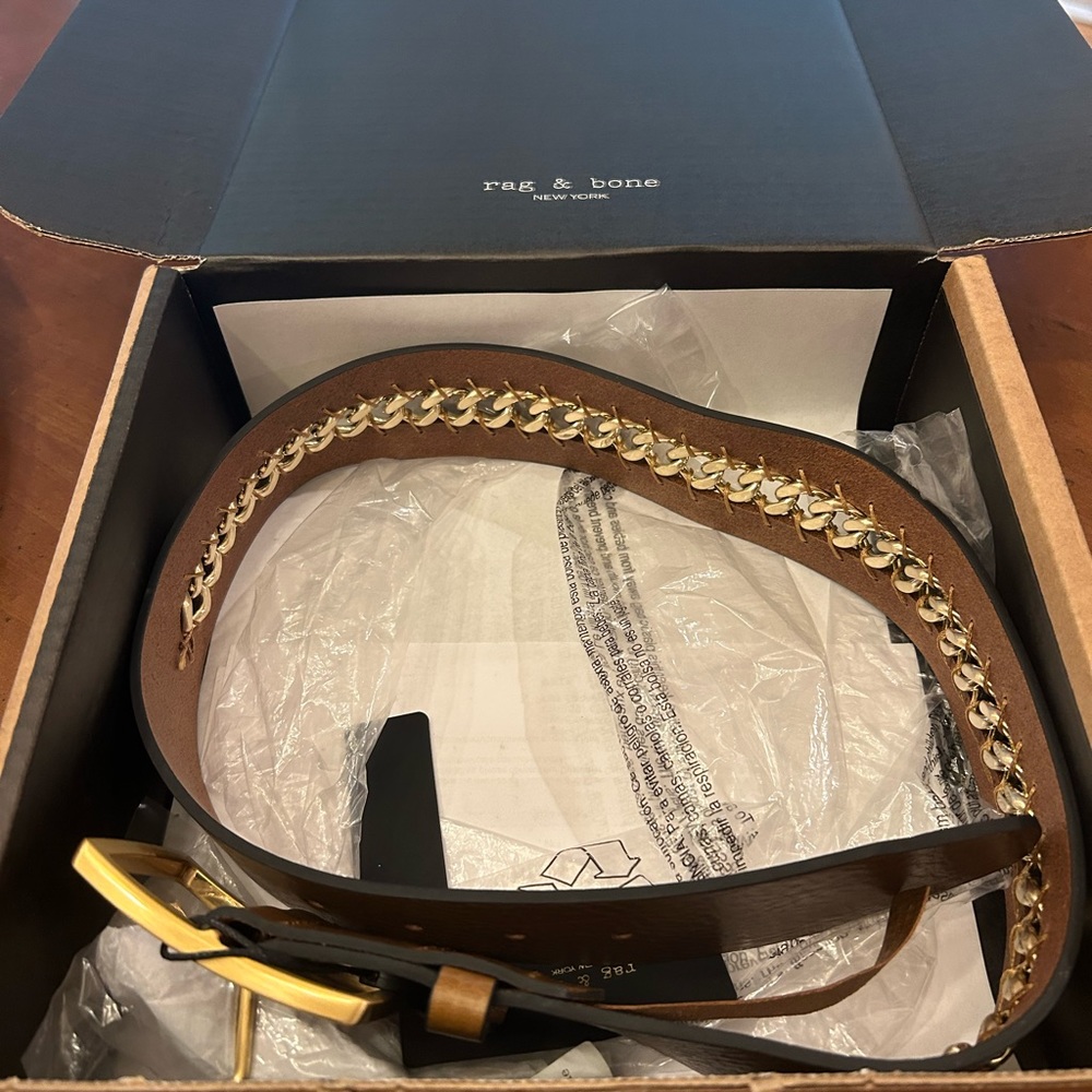 Rag & Bone Chestnut Jumbo Boyfriend Chain Belt Size M